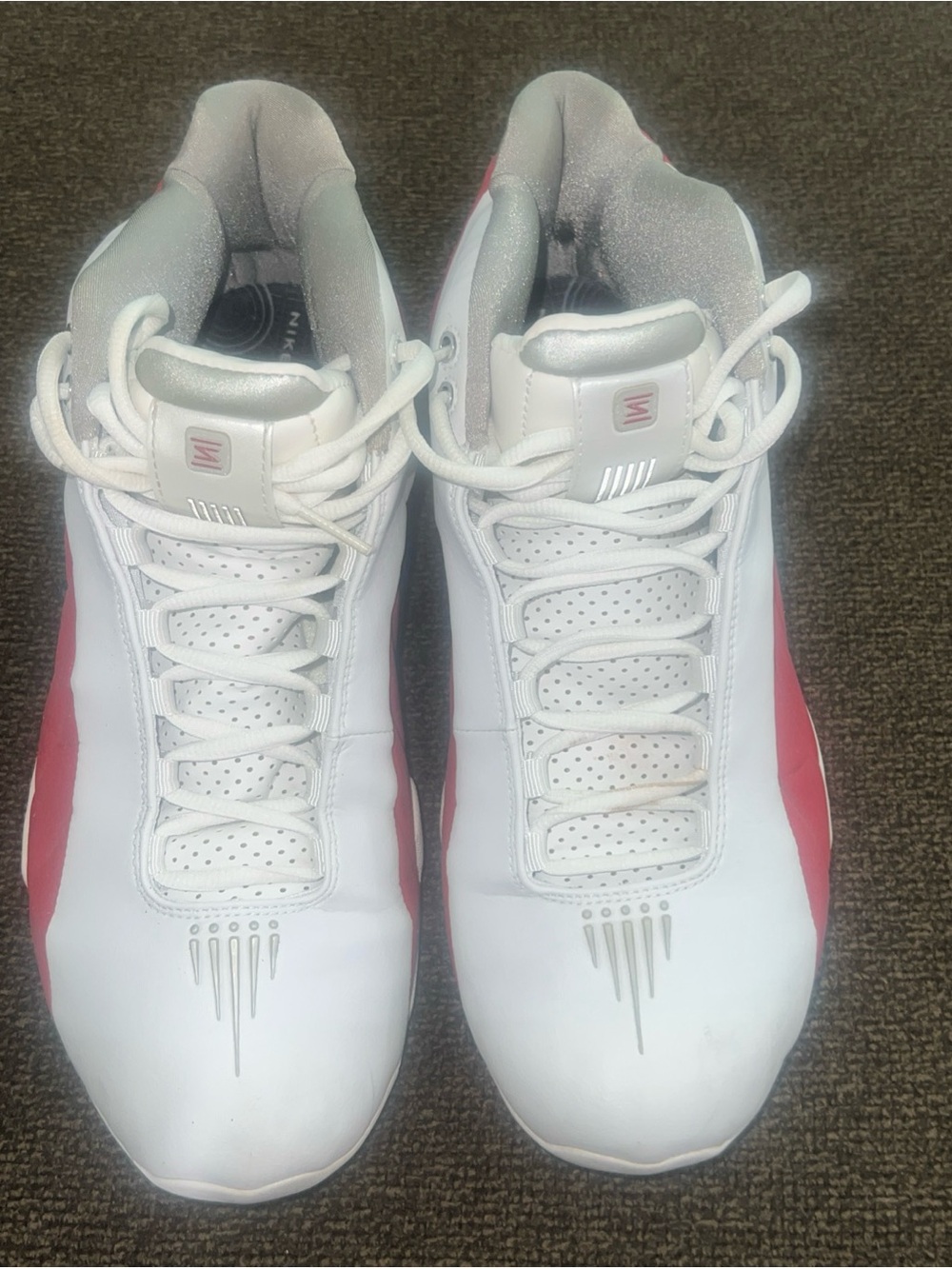 Nike Shox BB4 White with Metallic Silver and Red Accents